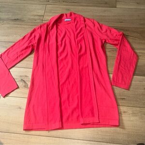 J McLaughlin Open Cardigan Coral Pink Modal Blend Knit Office Travel Spring S